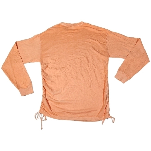 PINK Victoria's Secret Shirt Long Sleeve Drawstring Ruched Side Orange Small - Picture 2 of 13